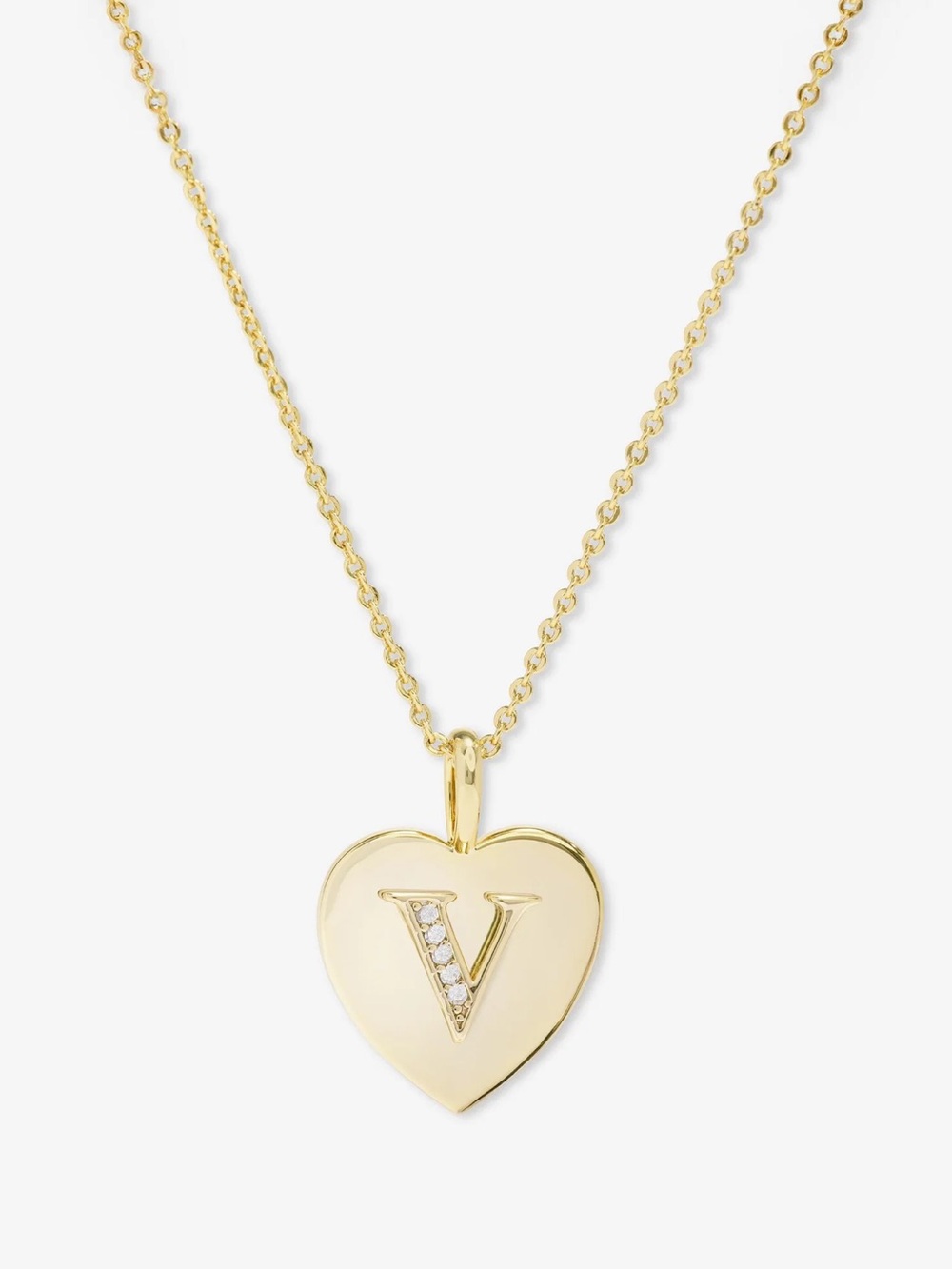 Melinda Maria Gold Heart Initial “V” Pendant Necklace